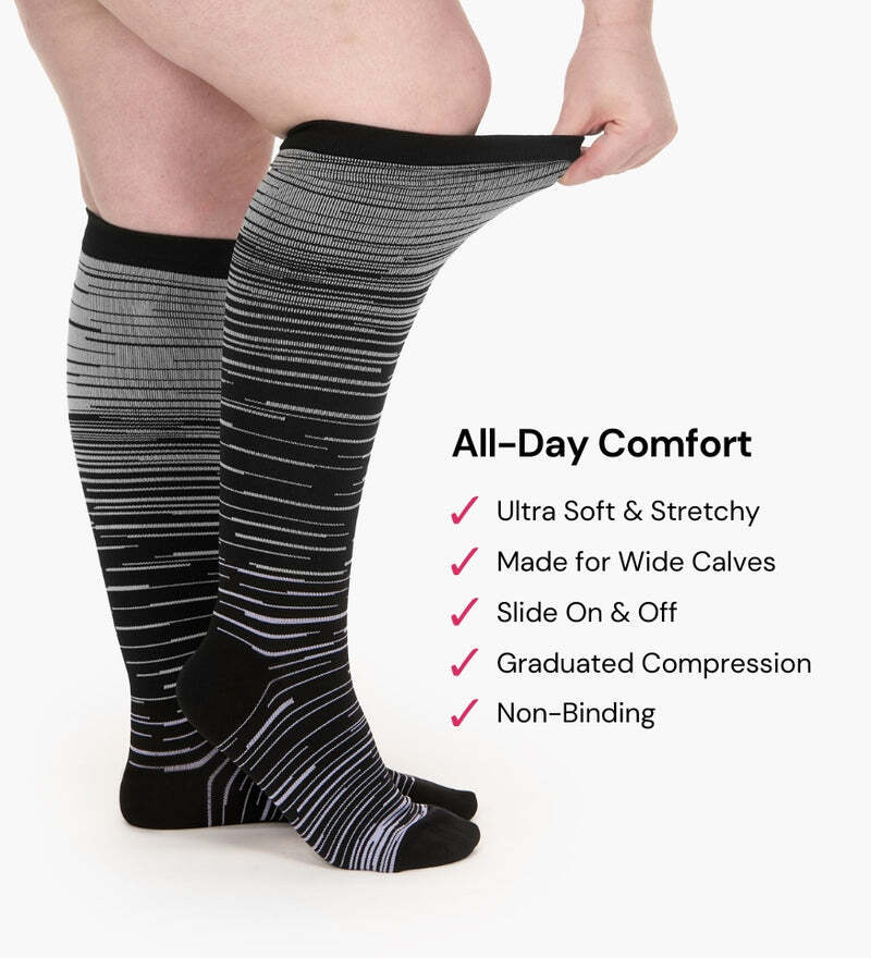 Everstride Advanced Wide Compression Socks For Pain Relief (Stripes)