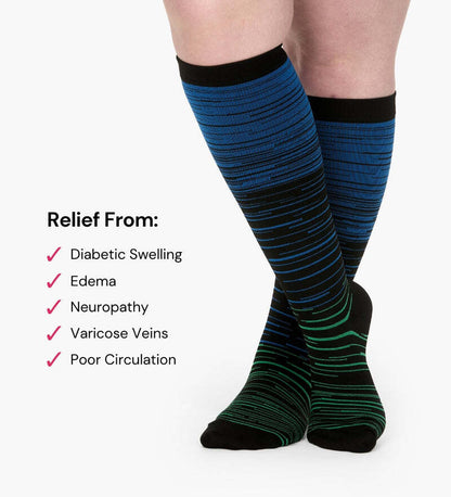 Everstride Advanced Wide Compression Socks For Pain Relief (Stripes)